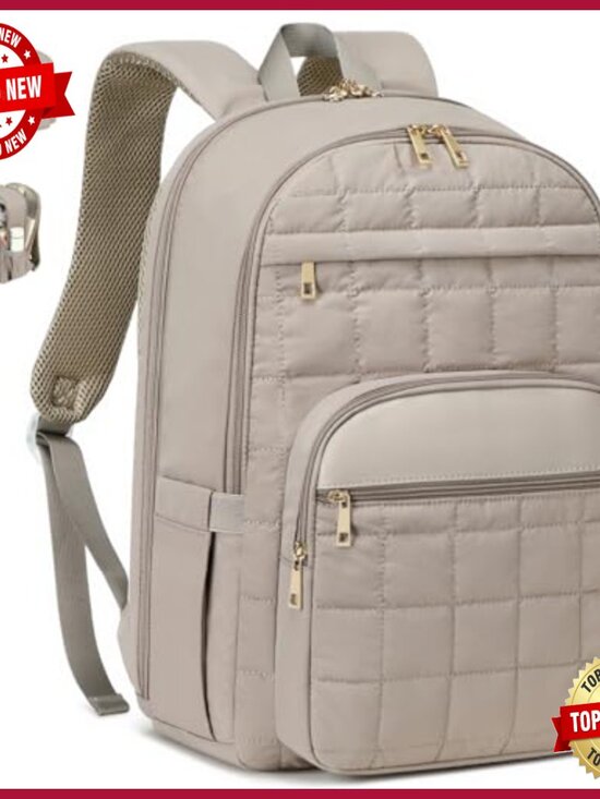 Quilted Work Backpack with Insulated Pocket, Fits 15.6 Inch Laptop main image 5